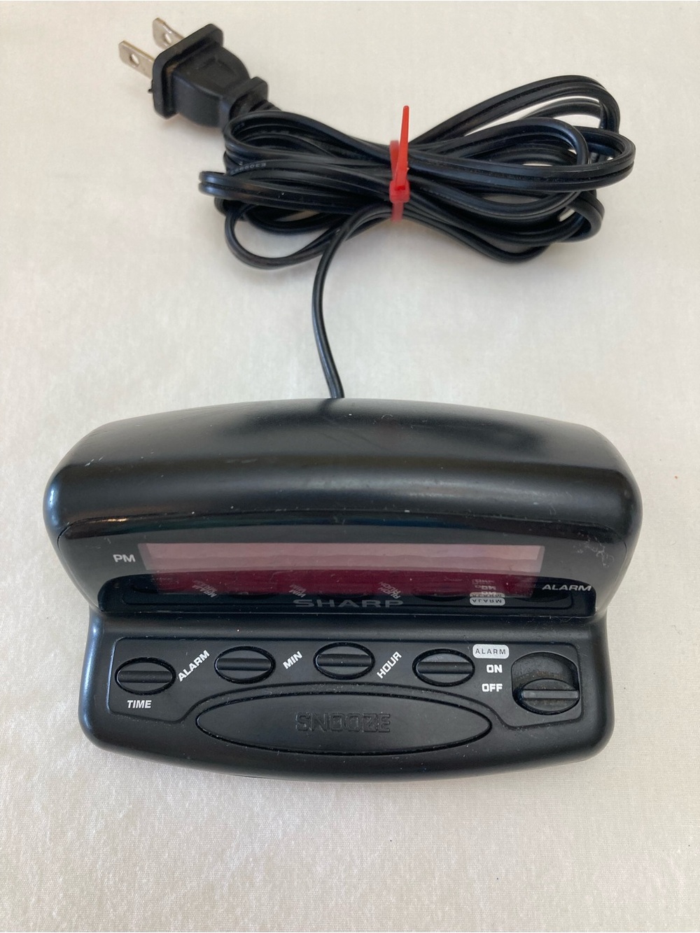 Sharp Red LED Digital Alarm Clock - Black Works/Tested - Picture 2 of 9